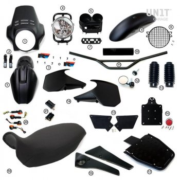 Kit R1150R PRO avec panneaux latéraux de réservoir en tube (Mat Black)