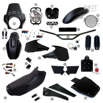 Kit R1150R PRO avec panneaux latéraux de réservoir en tube (Mat Black)