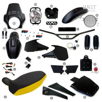 Kit R1150R PRO avec panneaux latéraux de réservoir en tube (Mat Black)