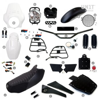 Kit R1150R PRO avec panneaux latéraux de réservoir en tube (Alpine White)