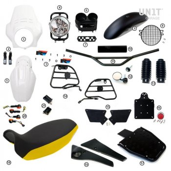 Kit R1150R PRO avec panneaux latéraux de réservoir en tube (Alpine White)